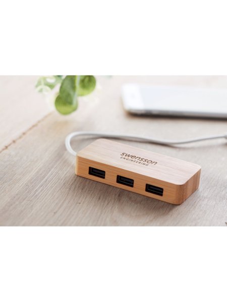 3 Port 2.0 USB Hub Bambus